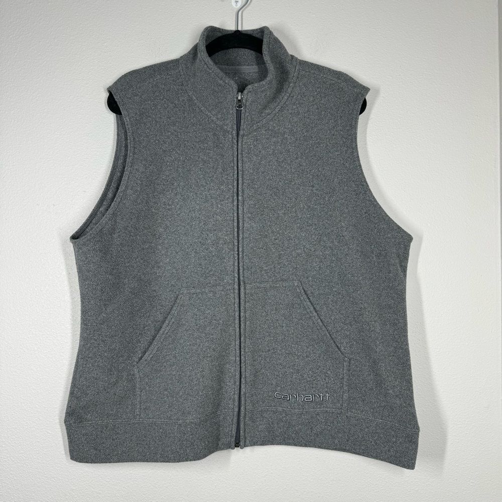 Carhartt Women’s Full Zip Fleece Vest Gray Logo Casual Workwear Size XXL